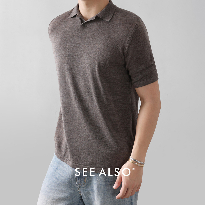 See Also『Biella Yarn Black Label』Wool Yangzi Yarn Breathable Old Money Men's Knitted Short-Sleeve T-Shirt