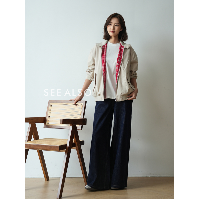 See Also Retro Plaid Reversible Harrington Work Jacket Mercerized Cotton Casual Relaxed Miu Style Jacket