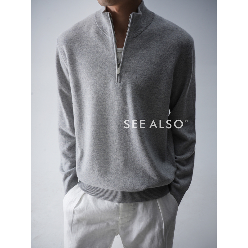 See Also King's Gift Ultra-Fine Imitation 14-Needle 100% Merino Wool Old Money Half-Zip Long Sleeve Warm Sweater