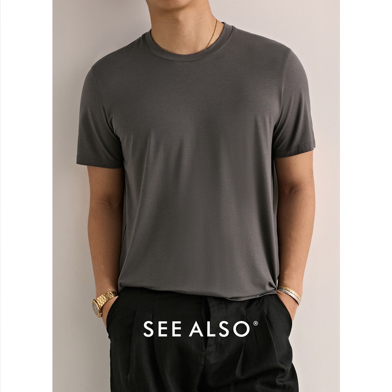 See Also『Black Label Series』Modal + Acetate Blend Old Money New Rich Relaxed Cool Breathable Short Sleeve T-Shirt