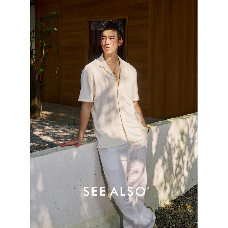 See Also『Côte D'Azur』Cotton and Linen Cuban Collar Old Money Relaxed Texture Breathable Short-Sleeved Shirt