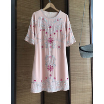 255 Dongdaemun heavy industry beaded Diamond female Tide brand round neck slim long nail Bead Dress small dress