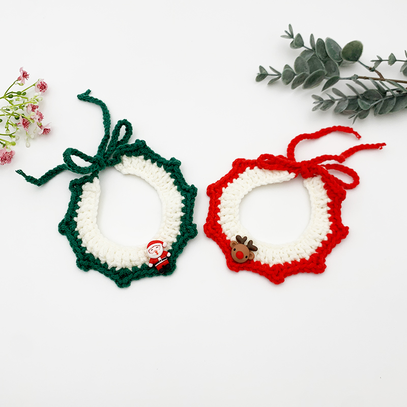 New Year's cat cute collar Christmas handmade pet weaving young cat New Year's red scarf decoration