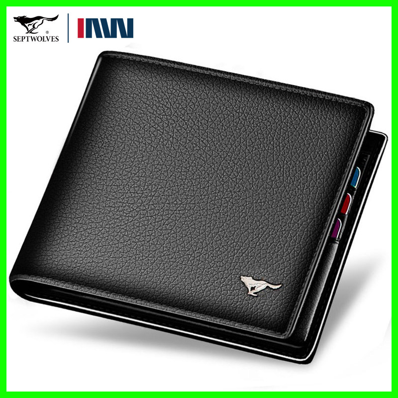 Мужской кошелек Seven Wolves 2025 new young people soil leather складной для папы из мягкой кожи, короткий кошелек из чистой кожи Изображение 1