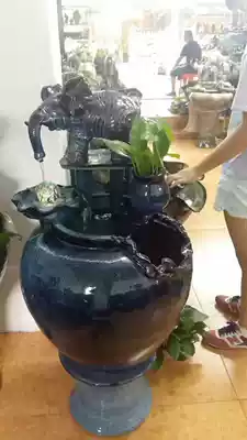 Housewarming gift lucky elephant pottery pot European-style running water fountain Indoor garden landscape waterscape