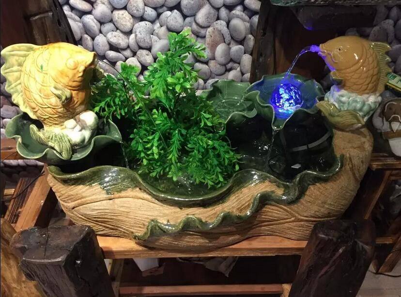 Fountain running water long fish tank Ceramic bonsai entrance interval running water Bonsai goldfish foyer ornaments
