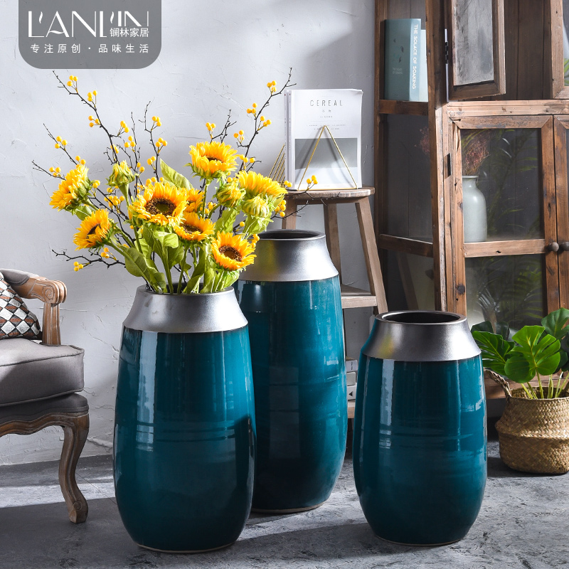 I and contracted ceramic vase is placed between the sitting room TV cabinet example simulation flower flower arranging dried flowers Nordic ornaments