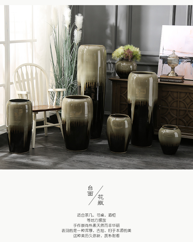 Ceramic vase large fleshy hydroponic pot sitting room hotel villa landing place Chinese flower arranging flowers, flower pot