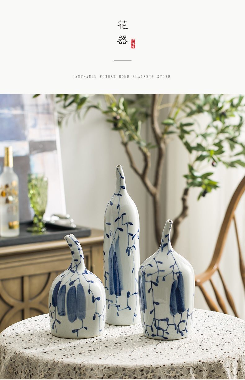 Ceramic vase furnishing articles sitting room furniture put dry flower, contracted and I art decorative flower implement wind blue and white porcelain arts and crafts