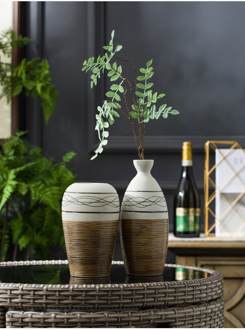 Ceramic vase planting restoring ancient ways is dried flowers sitting room adornment art home furnishing articles American coarse pottery flower arranging I and contracted