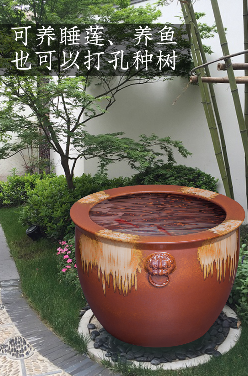 Basin of water lily flower pot courtyard fish is suing landscape cylinder lotus turtle king old flow of water and soil pottery vats