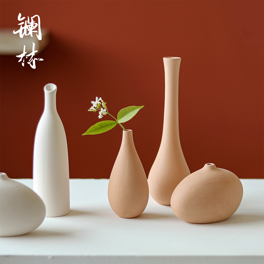 Ins wind ceramic vase wabi-sabi wind soft outfit furnishing articles sitting room flower arranging, Nordic floret bottle clay grain embryo restoring ancient ways