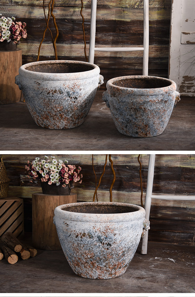 Ceramic antique VAT coarse pottery checking out the head of the big flowerpot tank floor furnishing articles courtyard garden bucket basin to plant trees