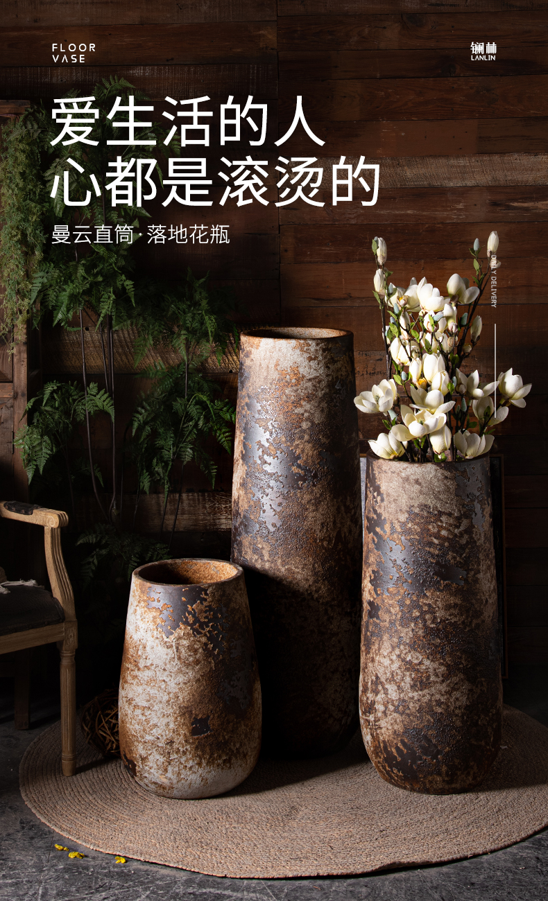 New Chinese style restoring ancient ways furnishing articles vases, ceramic flower arranging large sitting room dry flower art zen coarse pottery of large POTS