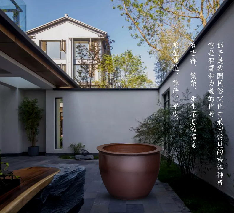 Jingdezhen crock tank yard lucky is suing landscape floor furnishing articles and old big cylinder water lily lotus flower pot