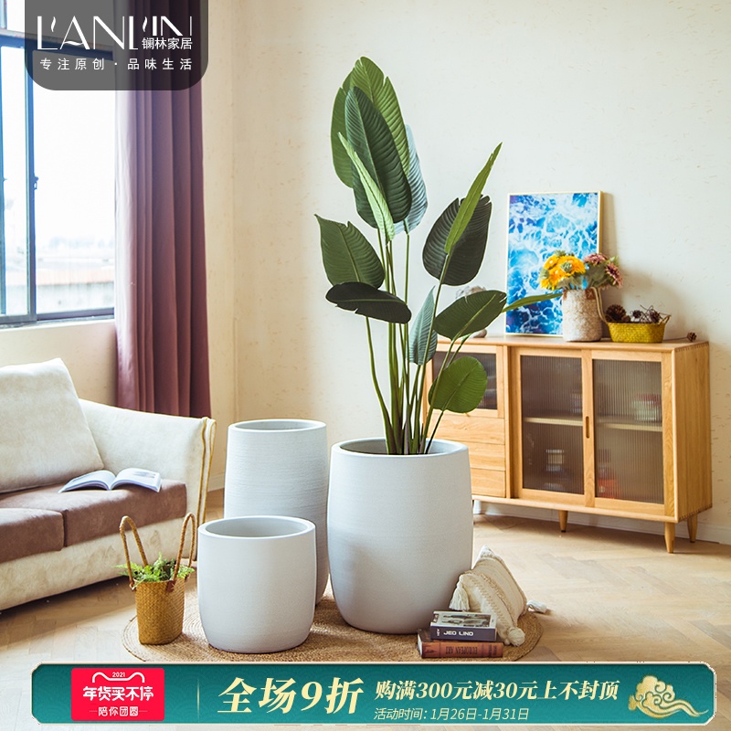 Villa landscape garden flower arranging large decorative furnishing articles Nordic I and contracted sitting room of the white ceramic floor flowerpot