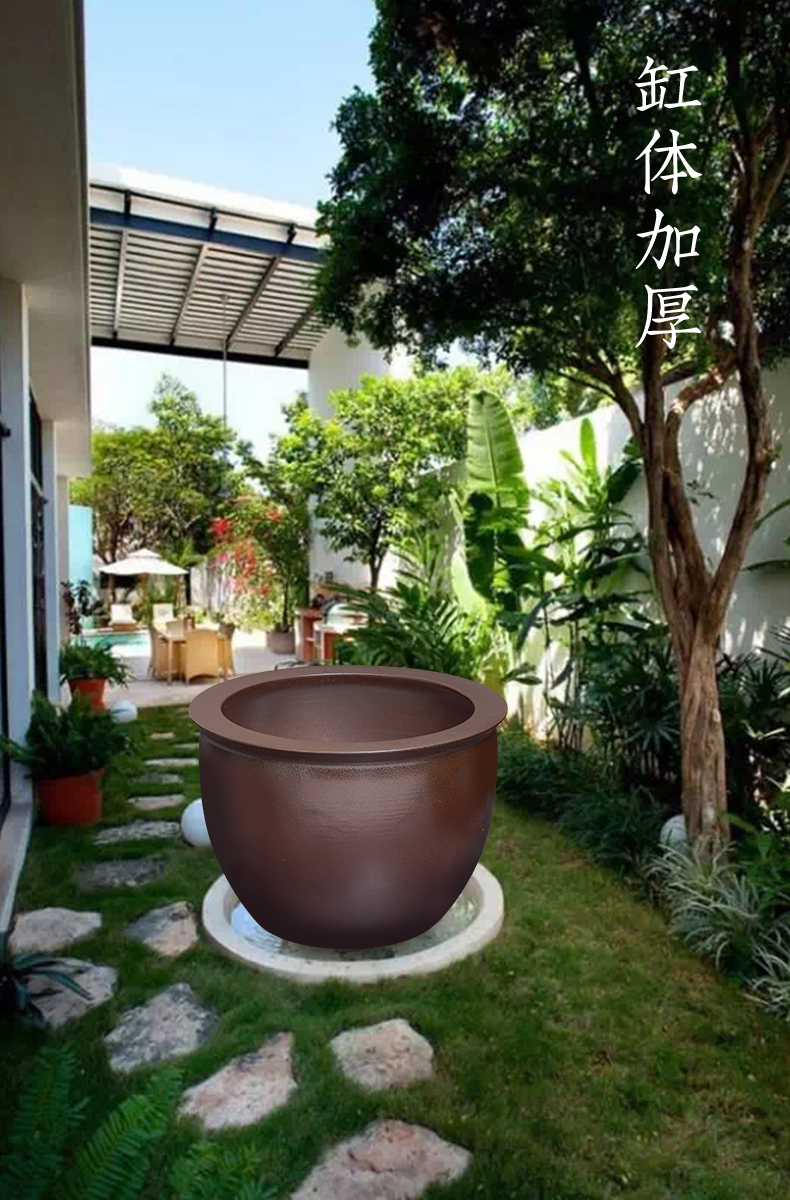 Jingdezhen crock tank yard lucky is suing landscape floor furnishing articles and old big cylinder water lily lotus flower pot