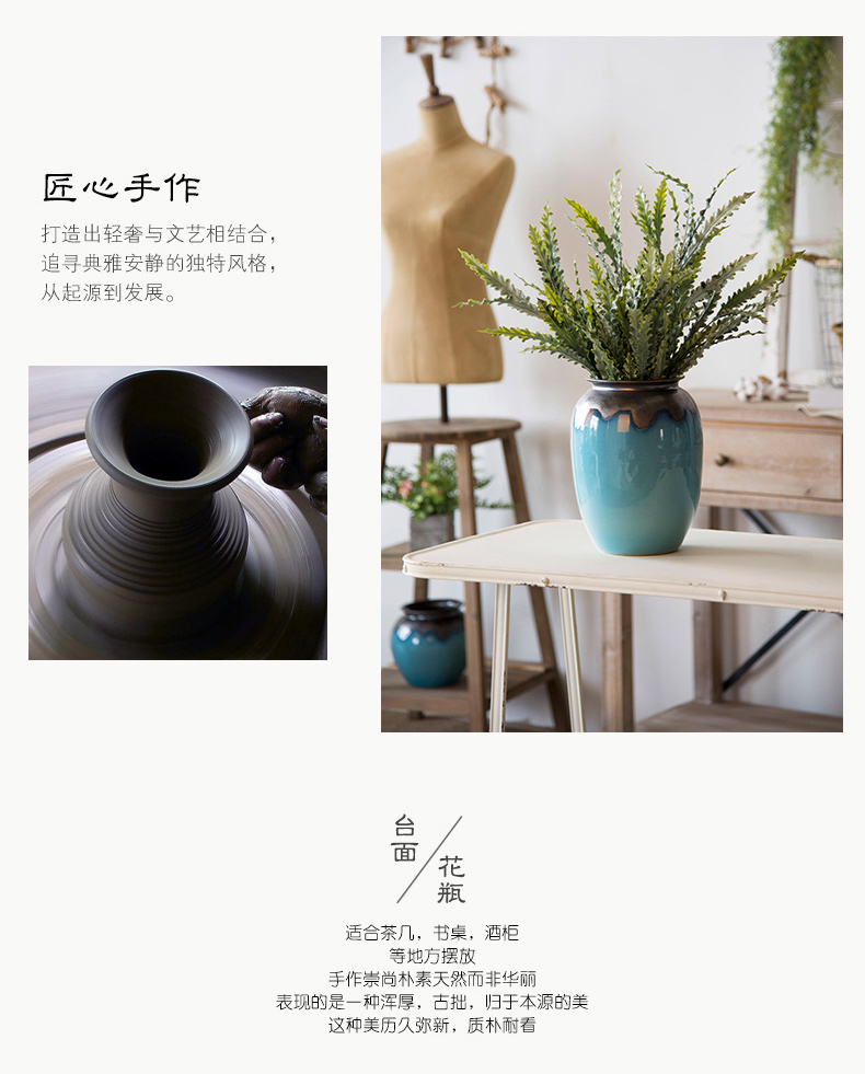 I and contracted mesa vase sitting room dry flower arranging flowers, flower implement fleshy flower pot American ceramic Nordic furnishing articles, restoring ancient ways