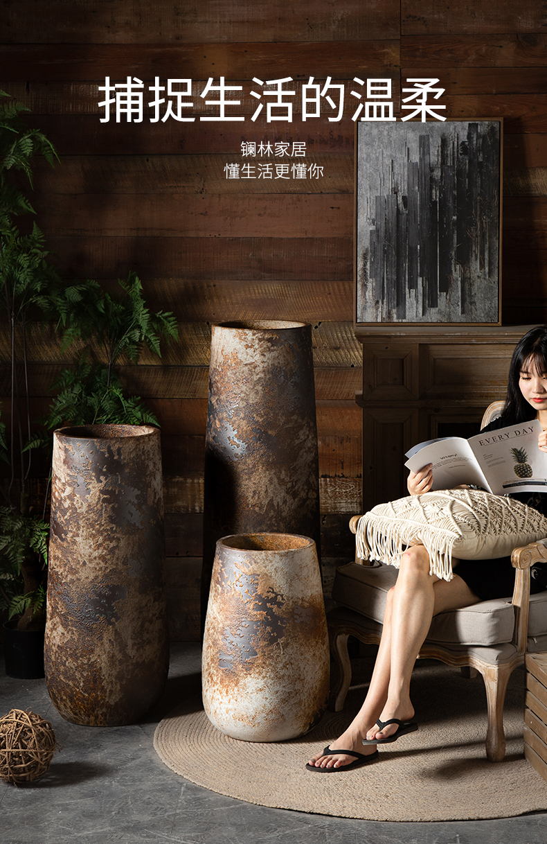 New Chinese style restoring ancient ways furnishing articles vases, ceramic flower arranging large sitting room dry flower art zen coarse pottery of large POTS