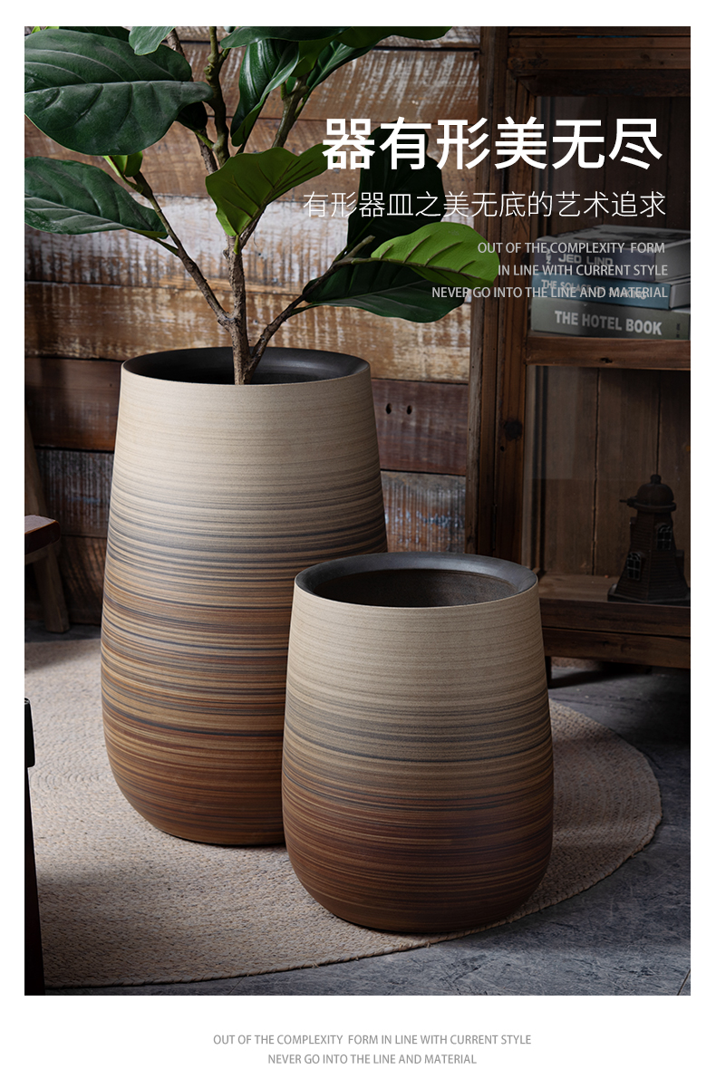 Ceramic heavy ground flowerpot Nordic creative villa living room decoration place to live in a simulation, green plant flower vase