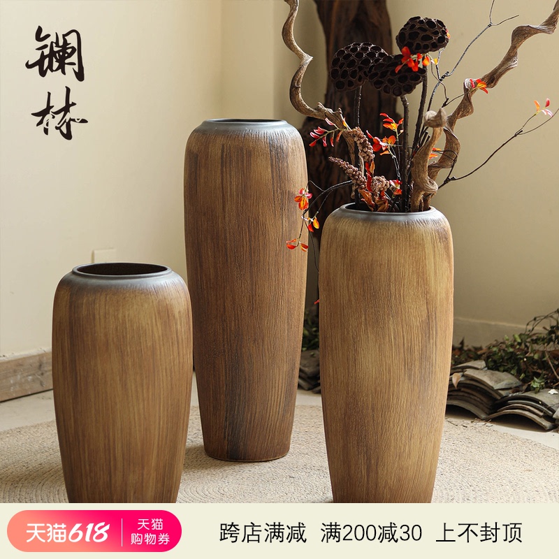 Ceramic vase landing coarse pottery legend home furnishing articles sitting room decorative POTS retro large dry flower pot arranging flowers