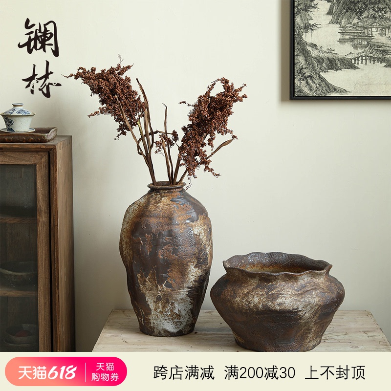 Coarse pottery vases, ceramic restoring ancient ways of primitive simplicity zen POTS wabi-sabi wind restoring ancient ways Japanese - style decorative furnishing articles flowers, flower arranging