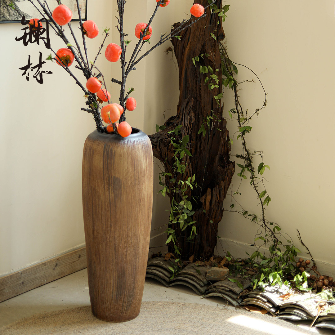 Ceramic vase landing coarse pottery legend home furnishing articles sitting room decorative POTS retro large dry flower pot arranging flowers