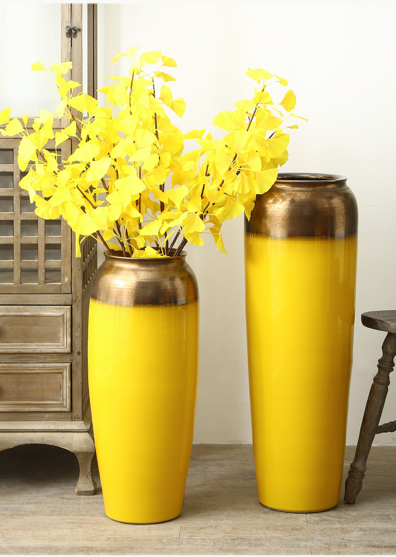 The modern super - sized sitting room adornment is placed The ground dried flower vase planting flowers, jingdezhen ceramics