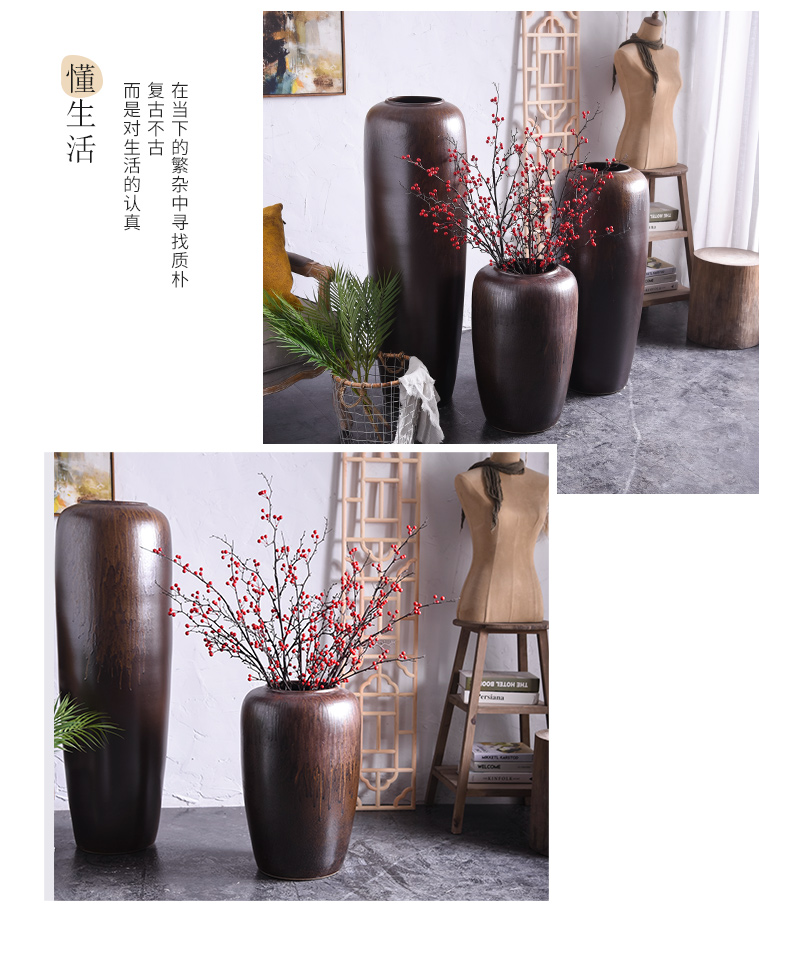 Restoring ancient ways furnishing articles sitting room ground ceramic vase flower arranging dried flower flower bouquet simulation TV ark, sample room decoration