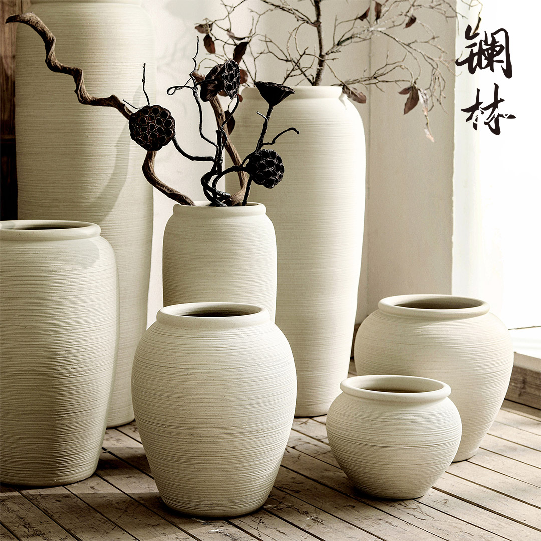 New Chinese style is contracted ceramic floor vases, flower arrangement sitting room branch bed coarse pottery decorative furnishing articles be born of a home stay facility