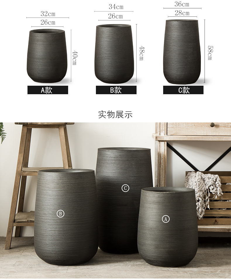 The Nordic idea ground flower arranging ceramic flower implement green plant decoration to The hotel villa furnishing articles vase VAT black flower pot