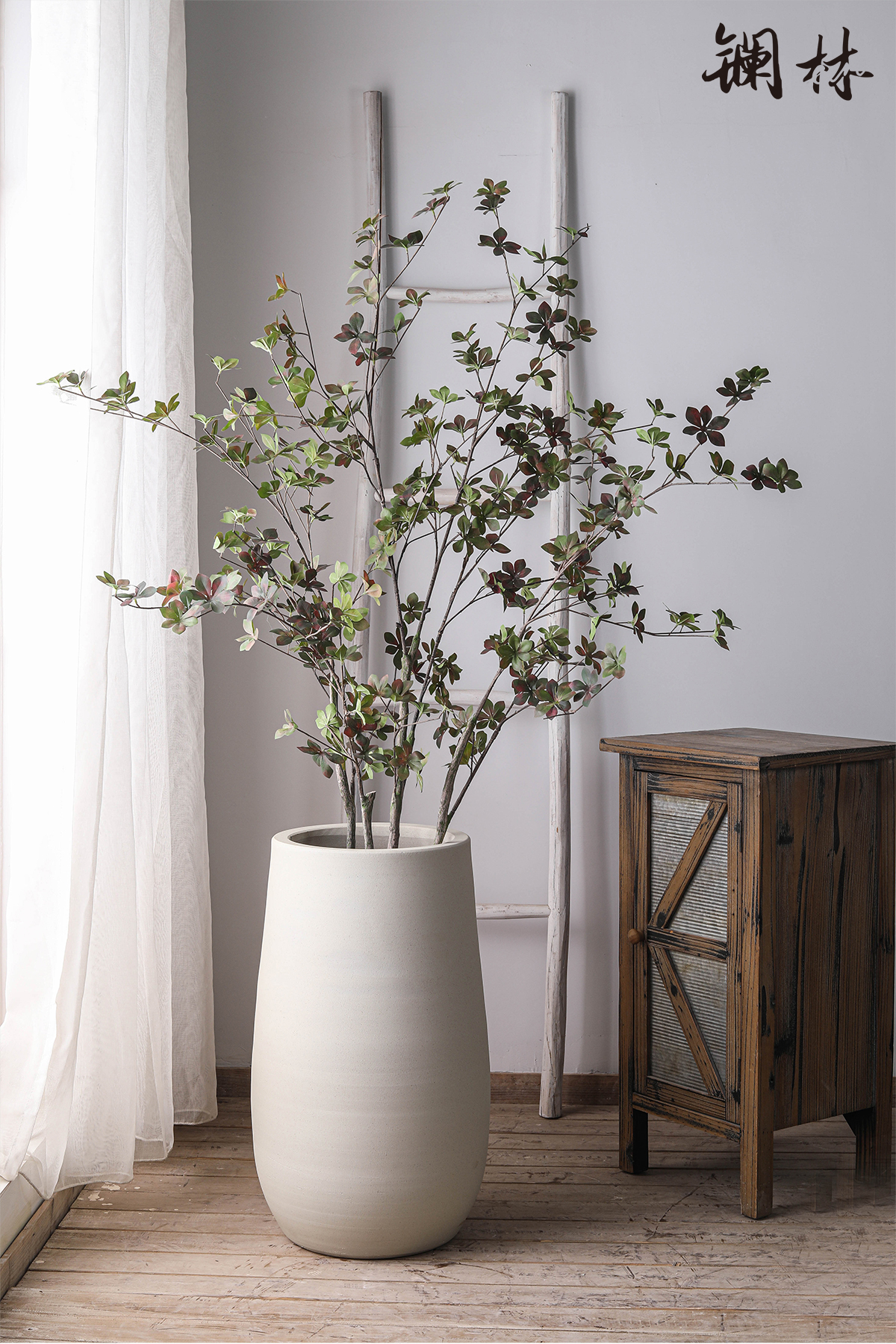 Scandinavian minimalist ceramic flowerpot coarse pottery simulation tree modern indoor green plant flower arranging wabi-sabi wind furnishing articles vase of home stay facility
