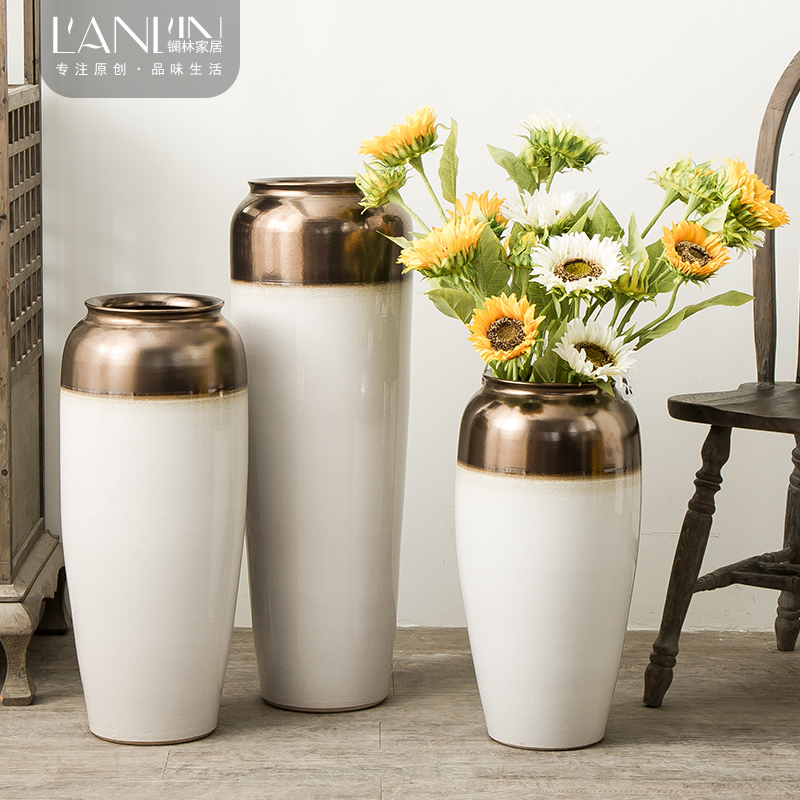 Jingdezhen ceramic vase landing, the sitting room porch decorate place large Nordic hotel villa dry flower decoration