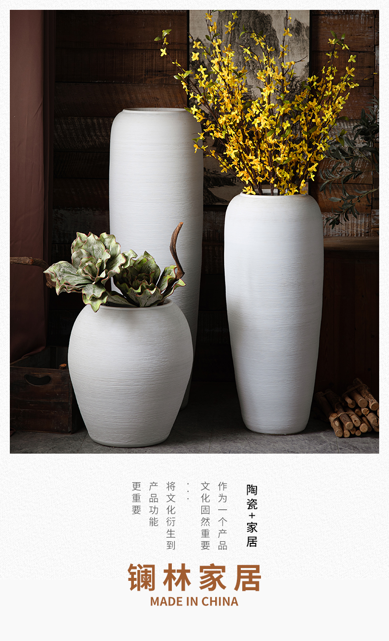 Jingdezhen landing big vase Nordic creative household dried flower adornment furnishing articles white contracted sitting room flower POTS