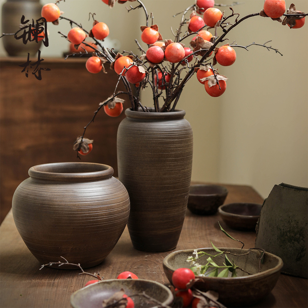 Retro ceramic vases, Japanese zen manual coarse sitting room some ceramic jar flower arranging flowers, new Chinese style flowerpot furnishing articles