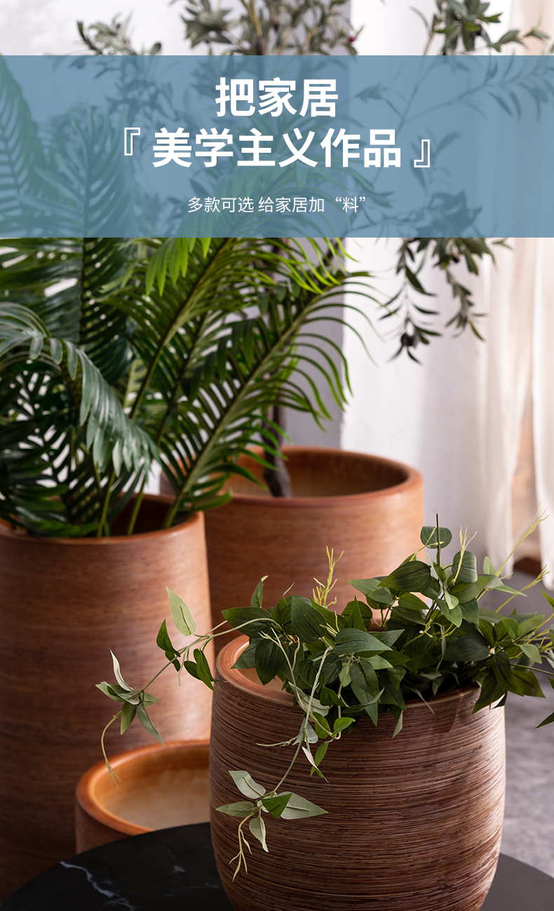 Nordic modern ceramic flower pot indoor green plant cylinder household act the role ofing is tasted sitting room adornment is placed modern ground vase