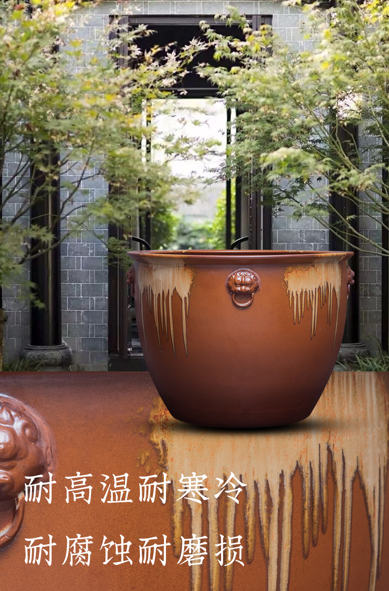 Basin of water lily flower pot courtyard fish is suing landscape cylinder lotus turtle king old flow of water and soil pottery vats