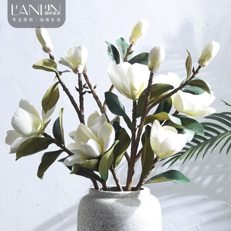 Fake flower simulation flower living room bedroom floor flower art jade Orchid flower arrangement decoration vase overall floral art plastic petals