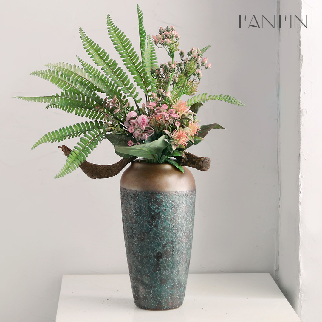 Vase furnishing articles of Chinese style ceramic decoration flower arranging dried flowers sitting room manual pottery zen retro home furnishing articles