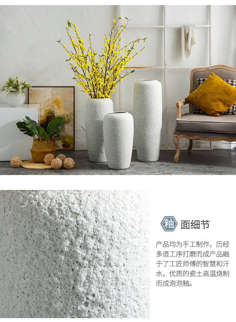 Ground vases, flower arrangement sitting room adornment I and contracted white creative home vase Nordic furnishing articles pottery restoring ancient ways