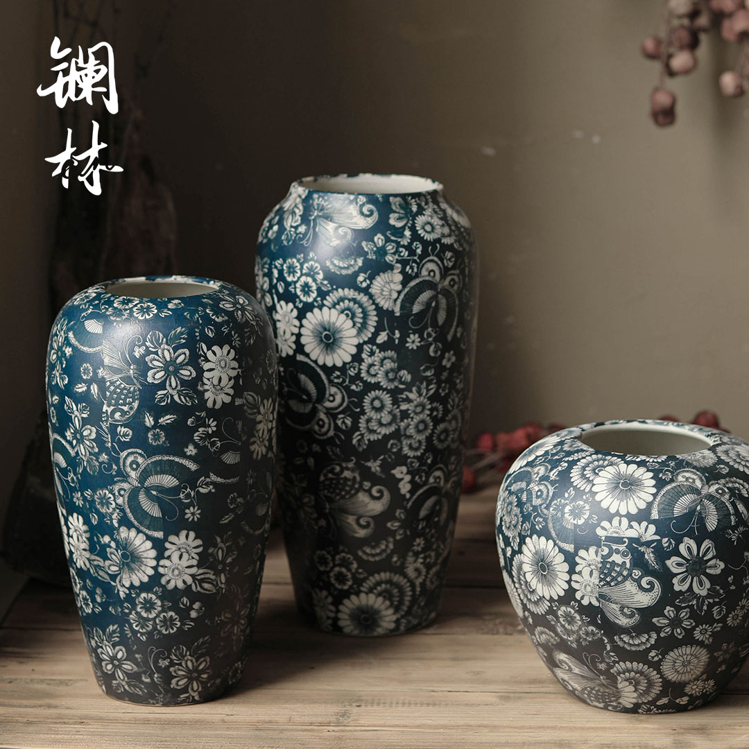 Retro vases, flower arranging ceramic creative zen desktop home stay dry flower is contracted sitting room mesa adornment furnishing articles