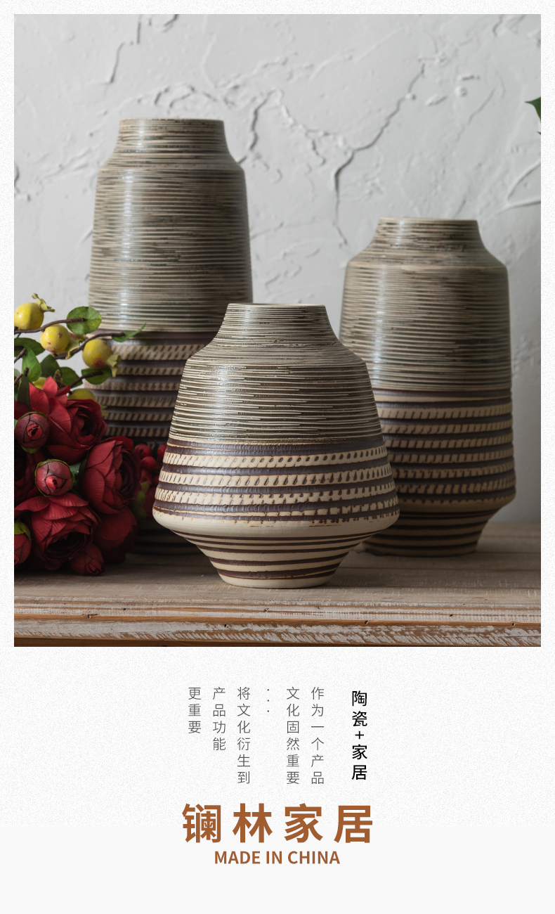 Zen ceramic vase Nordic creative contracted sitting room flower arranging new Chinese style thick some ceramic pot dry flower adornment small place