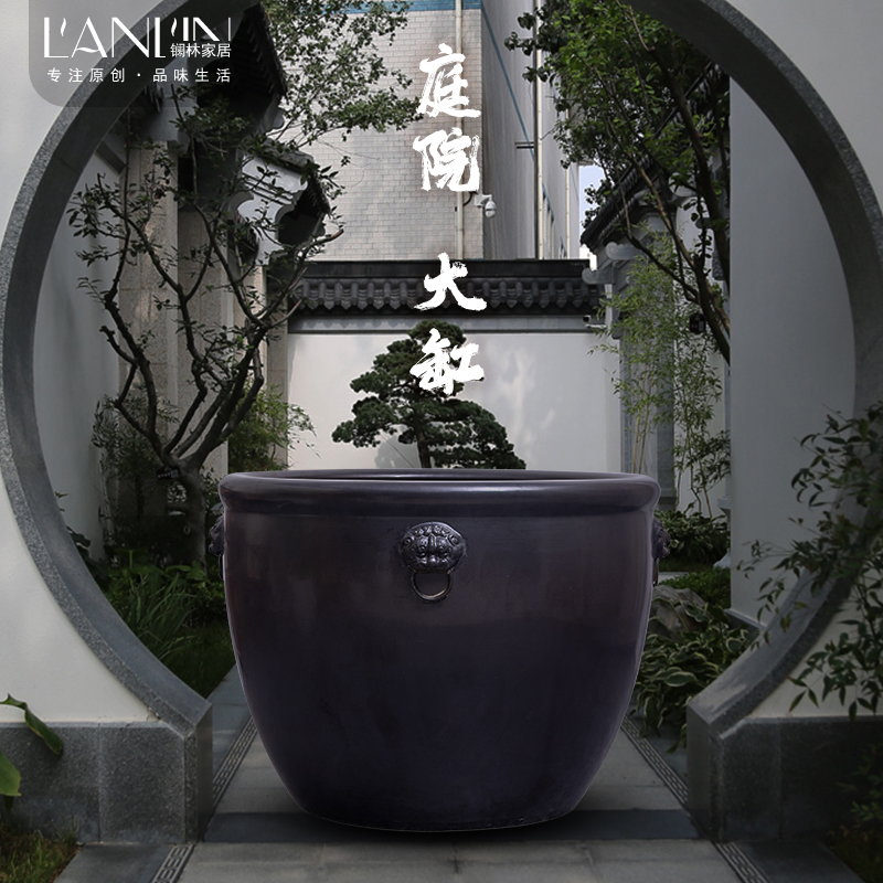 Jingdezhen clay pottery vat extra large old-fashioned courtyard zhao cai outdoor landscaping turtle water lily pot crock pot fish pond tank