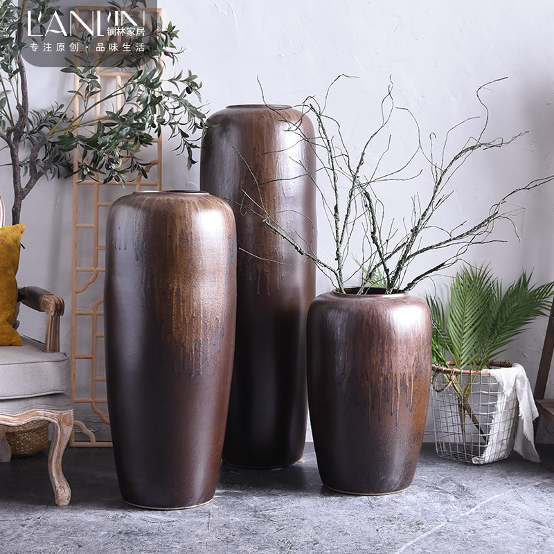 Restoring ancient ways furnishing articles sitting room ground ceramic vase flower arranging dried flower flower bouquet simulation TV ark, sample room decoration