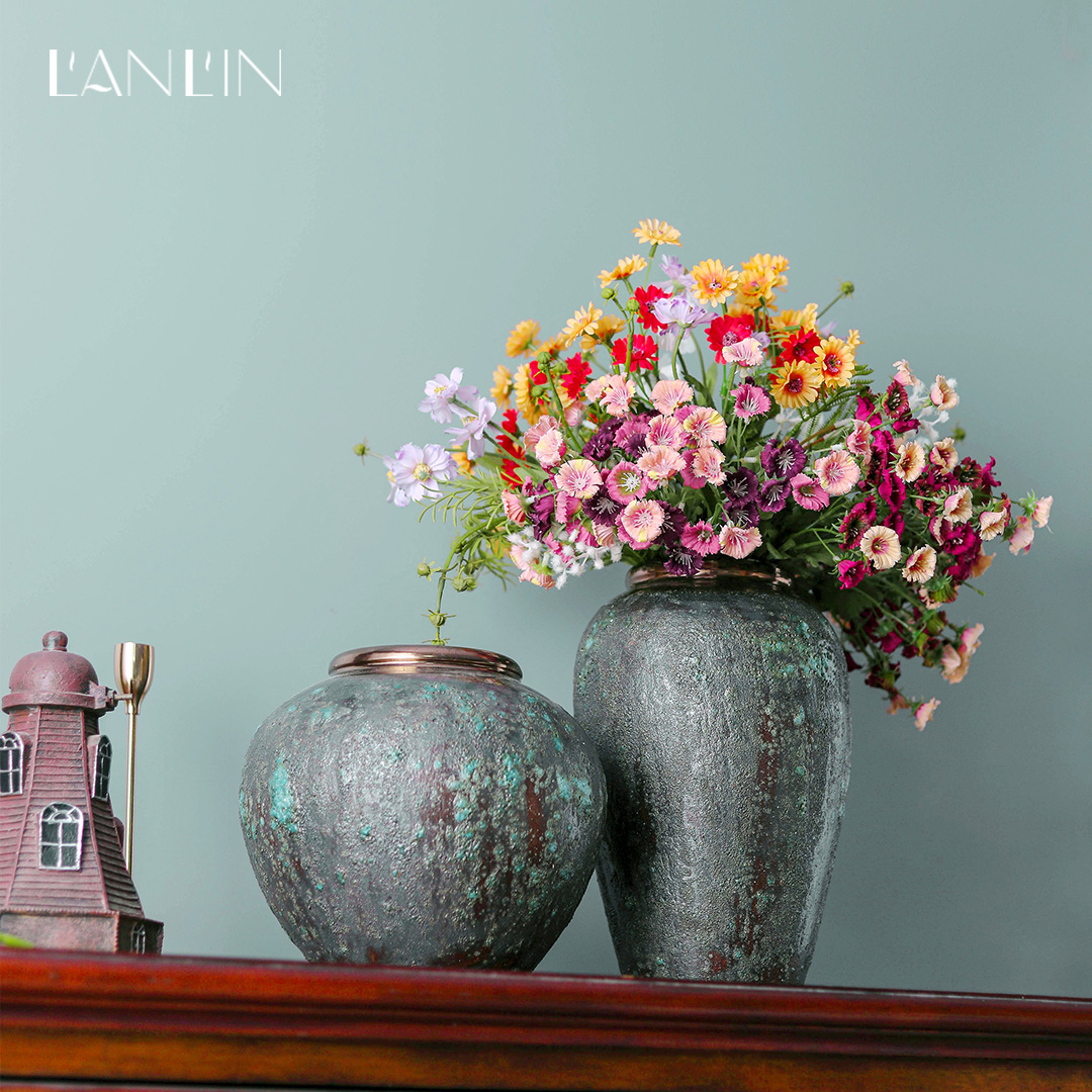Ceramic vase coarse pottery flower arrangement sitting room adornment is placed big flower more meat flowerpot to restore ancient ways do old soil POTS