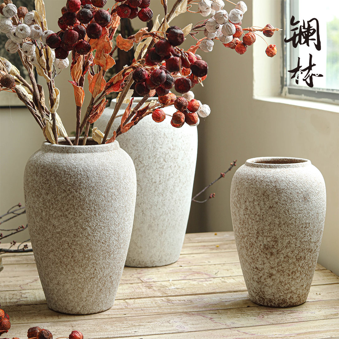 Handcrafted Coarse Pottery Vase Retro Inserted Dry Flower Pottery Jar With Ceramic Home Zen Manjuku Hotel Decorative Flower