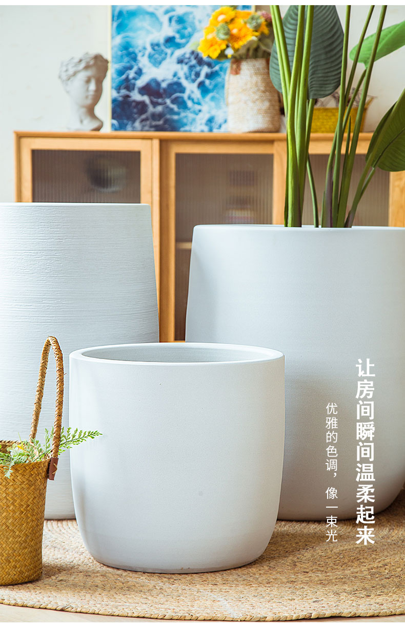 Villa landscape garden flower arranging large decorative furnishing articles Nordic I and contracted sitting room of the white ceramic floor flowerpot