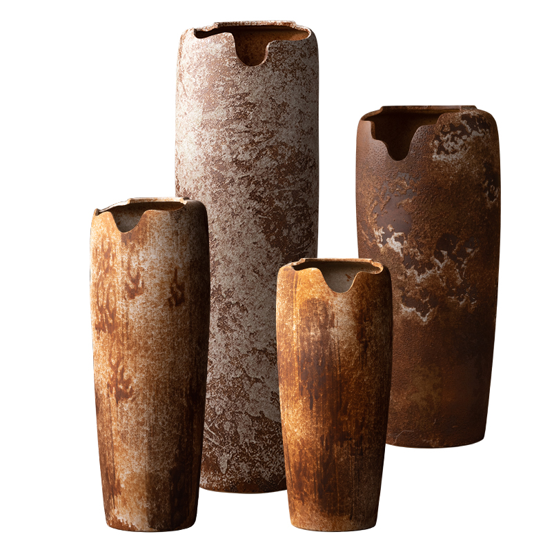 Coarse pottery vase zen Chinese dried flower decoration for furnishing articles sitting room ikebana art restoring ancient ways of large - sized ceramic flower pot