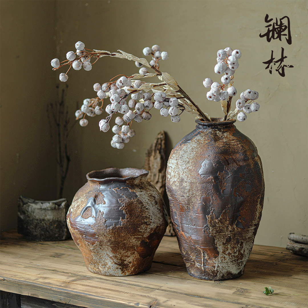 Coarse pottery vases, ceramic restoring ancient ways of primitive simplicity zen POTS wabi-sabi wind restoring ancient ways Japanese - style decorative furnishing articles flowers, flower arranging