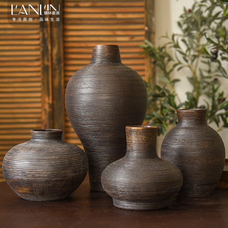 Jingdezhen ceramic mesa floret bottle coarse pottery zen Chinese style restoring ancient ways in dry flower is placed in the living room table decorations